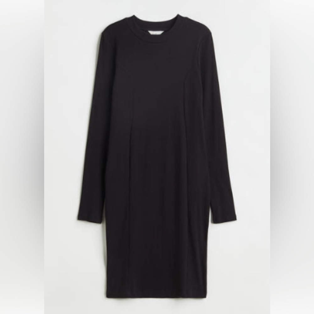H&M Black Ribbed Jersey Maternity Dress